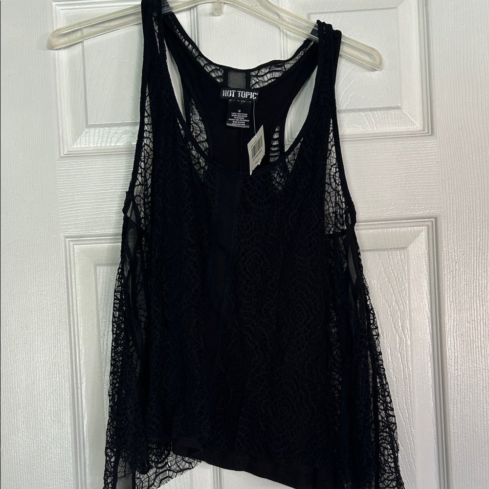 Hot Topic Black Lace Tank Top